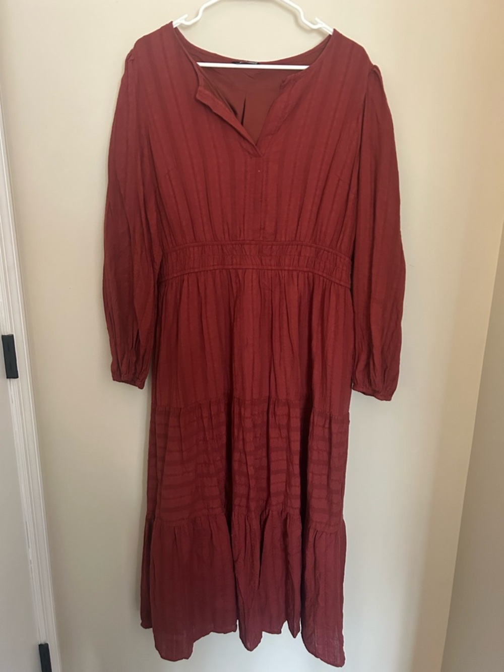 BTFBM Boho Tiered Maxi Dress in Rust